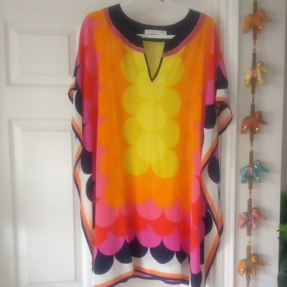 Trina Turk Yellow and Black Patterned Dress